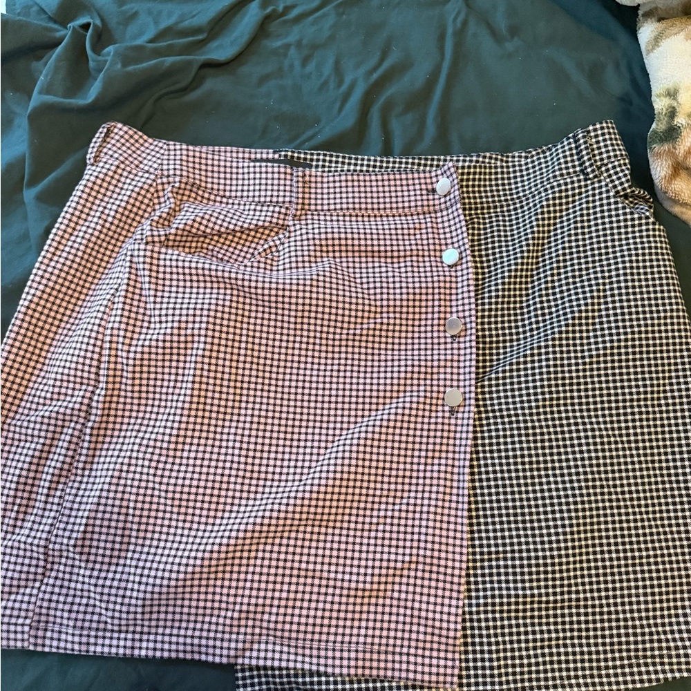Forever 21 Asymmetrical Skirt - Black and White Checkered